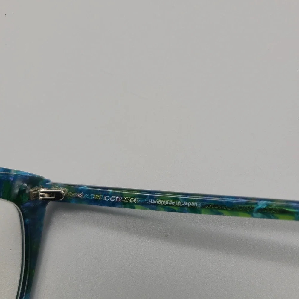 OGI PIE EMLD Blue Green Marble Tortoise Cat Eye Eyeglasses Frames 53-17-145